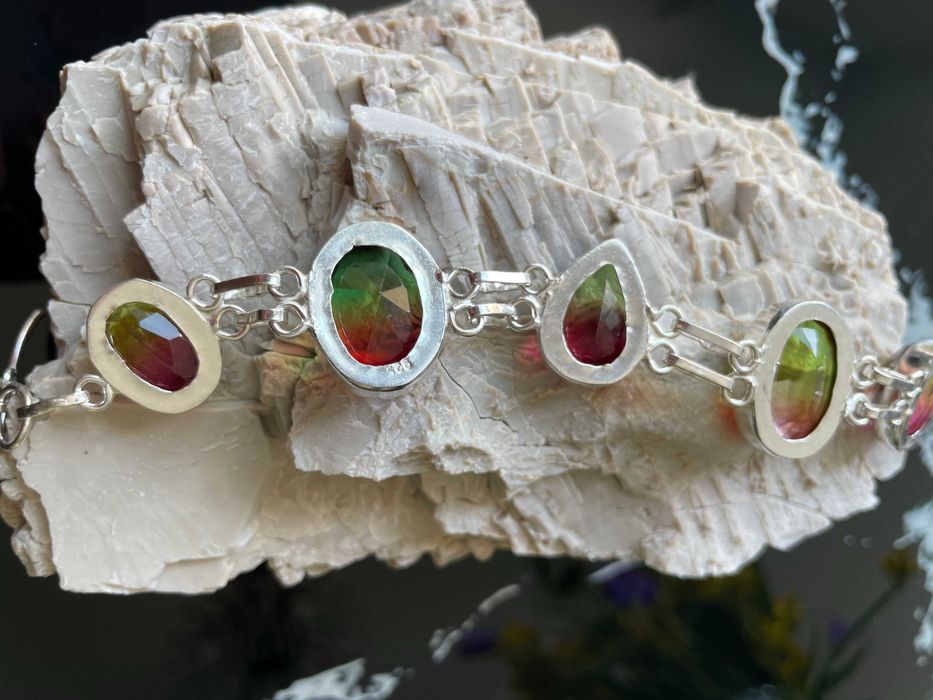 Bratara Argint 925 cu Pietre Semipretioase Turmalina Antichizata