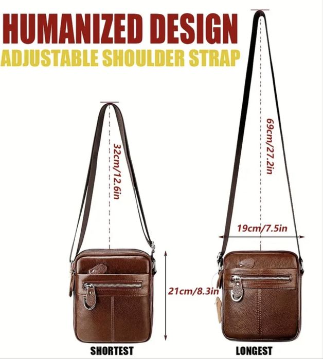 Мъжка изискана кожена чантичка /Черна с широко приложение -10%Промоция