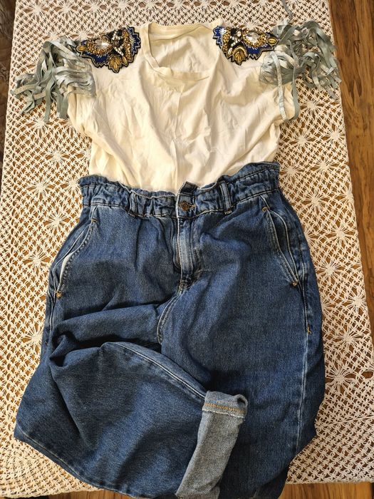 Комплект Дънки Zara + тениска Л размер