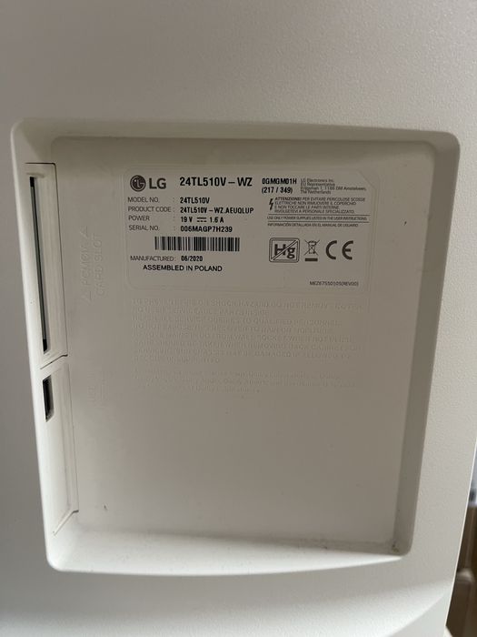 Monitor TV 24" LG, 24TL510V-WZ, 60 cm, smart, HD, LED