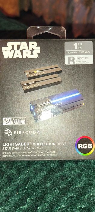Seagate FireCuda Lightsaber Star Wars SSD 1TB PCIe Gen4–Пълен комплект