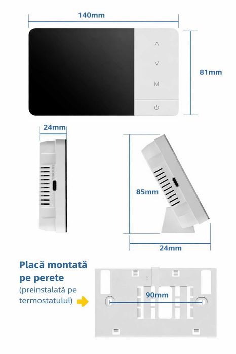 Termostat de Ambient Wi-Fi, Programabil Zilnic, Smart
