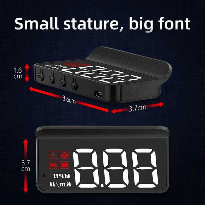 Head up display hud дисплей OBD2 OBDII дигитален километраж за предно стъкло кола ОБД2