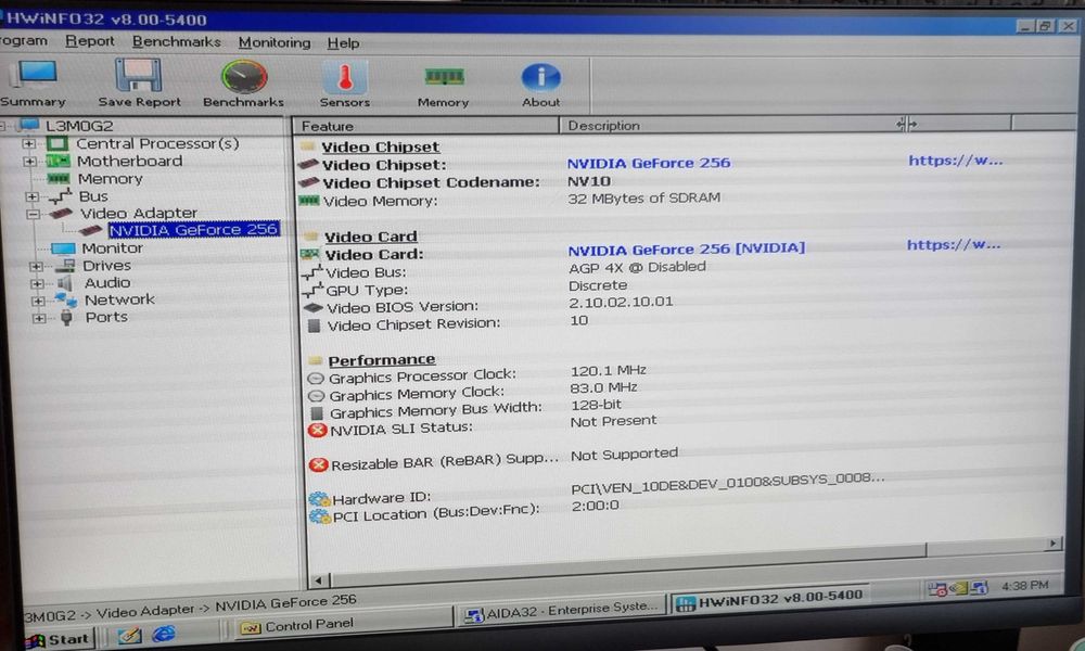 Placa video retro GeForce 256 SDR
