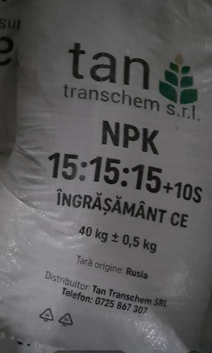 Complexe NPK 15 15 15 +10sulf saci 25kg, 40kg și 50kg