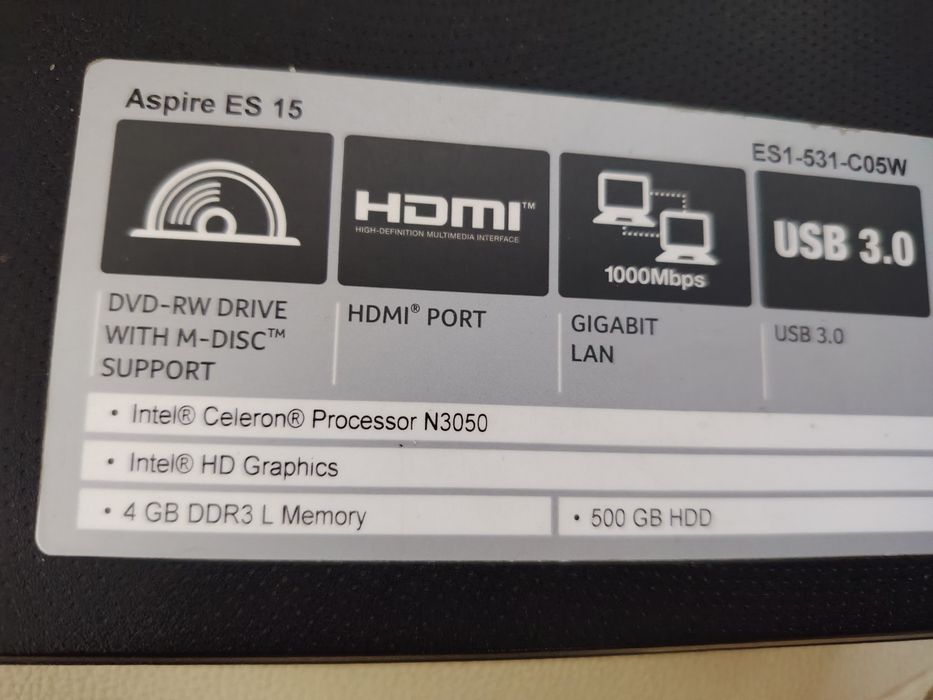 Acer Aspire ES15 ES1-520-365Z 4GB Ram 500GB HDD