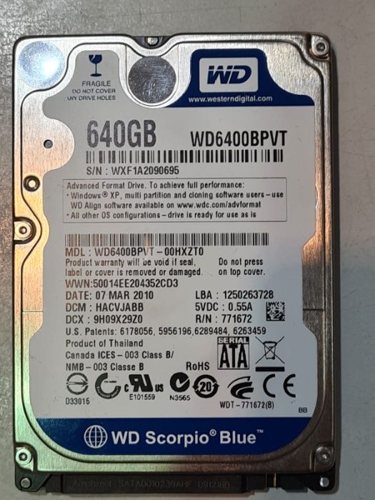Vand HDD-Hard Disk Laptop 1TB-750 GB-640 GB - 500 GB - 250 GB - 160 GB
