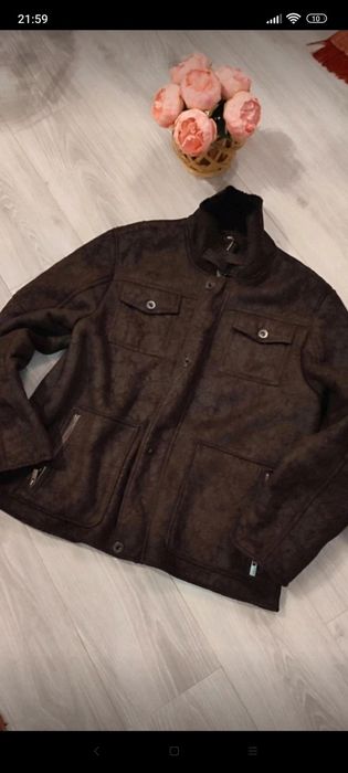 Geacă piele întoarsă maro căptușită, Men Okay bestsellers, XL