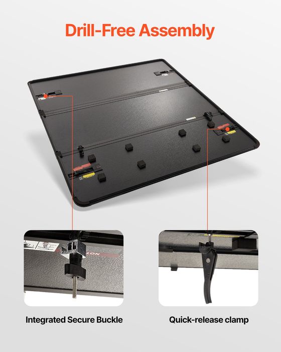 Capac Tri-Fold Patut Camion Compatibil Toyota Tundra 2014-2024 Negru