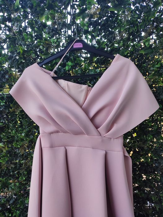 Rochie elegantă roz pudră, mărimea 36 (SARA), NOUĂ fără etichetă