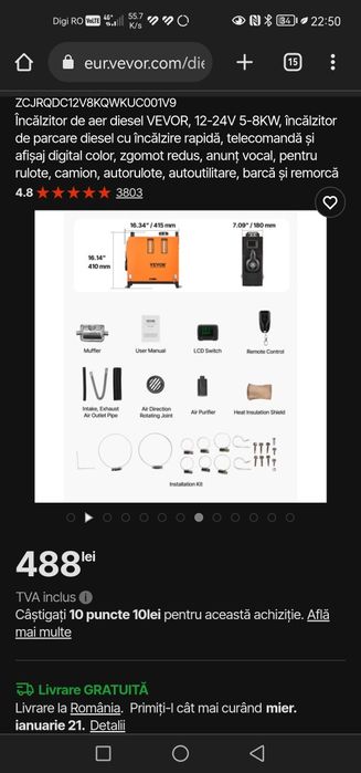 Vevor Incalzitor aer Diesel 8kw Vevor Sirocou