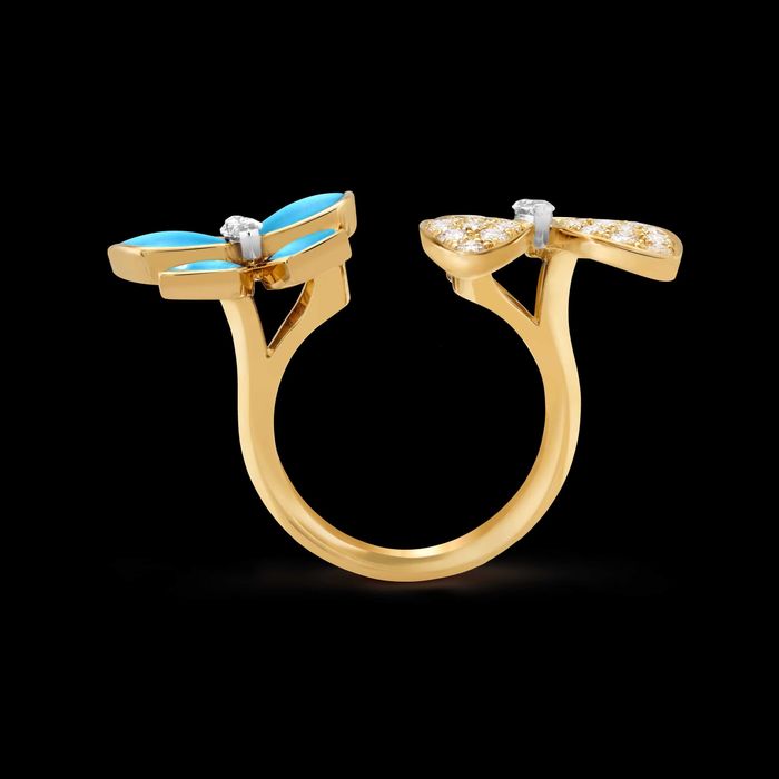 Van Cleef & Arpels VCA Gold Turquoise Two Butterfly Дамски Пръстен