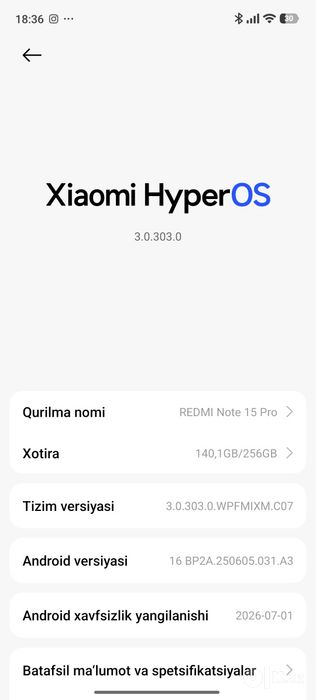 REDMI 15pro 256GB ideal holatda