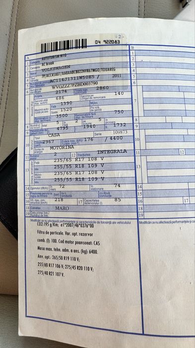 VW Touareg 7P 3.0TDI 4Motion 240CP Cod motor CASA Euro 5