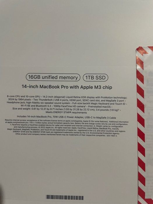 MacBook Pro 14” Apple M3 / 16GB /1 Tb