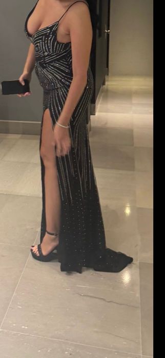 Rochie de seara, argintiu cu negru