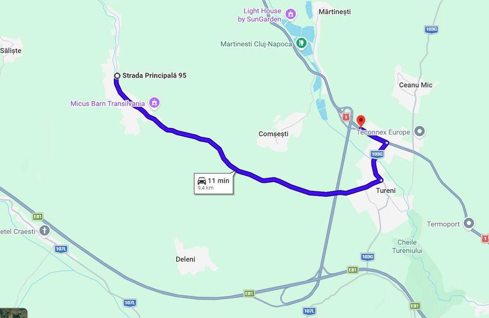 Teren intravilan 700 mp,  Micești, 30 min de centrul Clujului, curent, apă, drum asfaltat, construibil