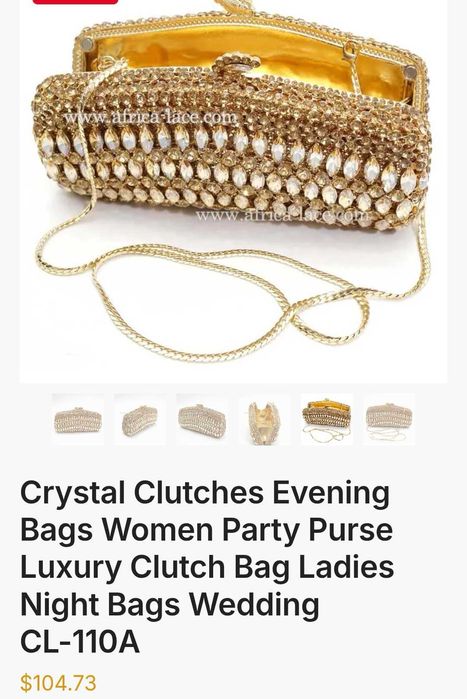 Geanta de mana, clutch cu cristale, auriu