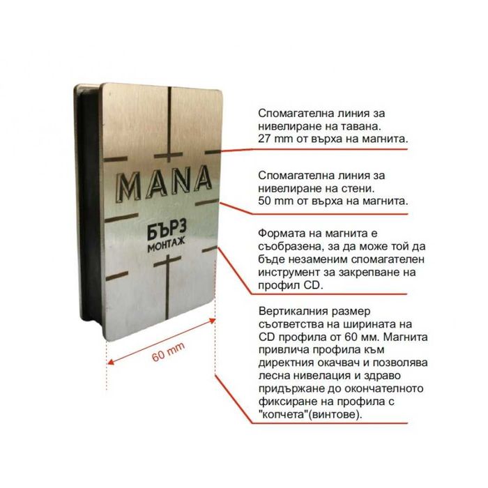 Магнит Бърз Монтаж МАNА 2бр Промоция