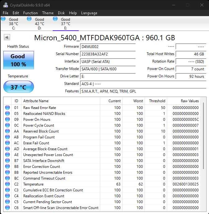 SSD Enterprise Micron 5400 Pro 960GB SATA 2.5 Inch bulk, fara ambalaj, nefolosit.