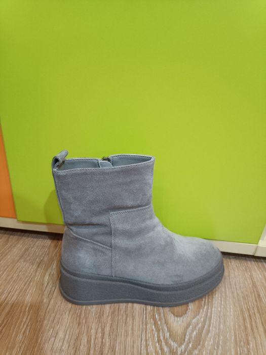 Зимние новые натуральные замшевые ботильоны