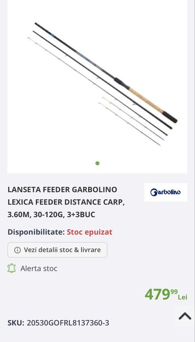 Lanseta Garbolino Lexica Feeder Distance Carp, 3.60m, 30-120g, 3+3buc