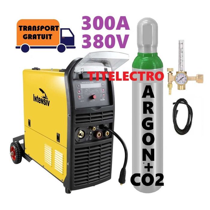 Aparat sudura DIGI MIG 300 + butelie 8L corgon argon CO2 + reductor