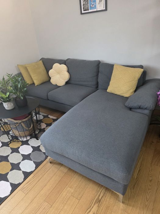 Диван с лежанка.Сив цвят