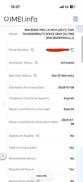 Laptop Macbook pro 13”