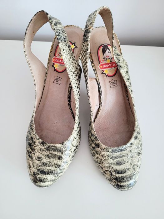 Pantofi cu toc comod, damă, 37, Drastic, imiitație piele șarpe