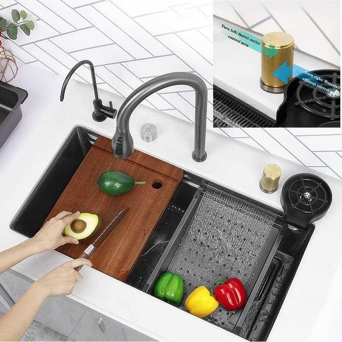 Висококачествена мултифункционална кухненска мивка за монтаж под плот