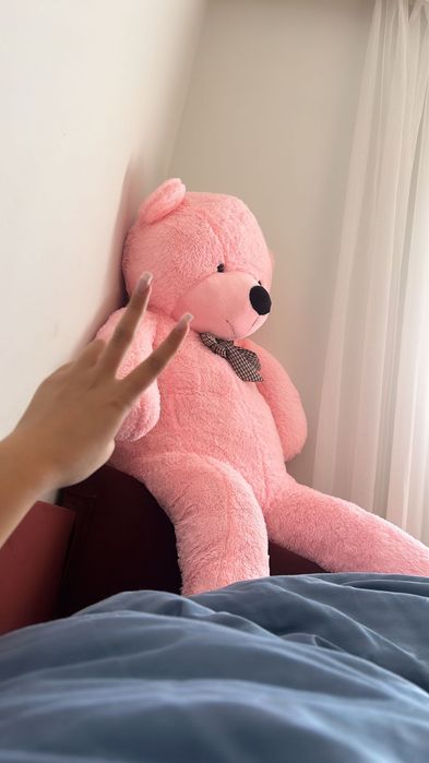 Плюшевая розовая мишка