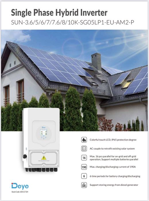 Invertor Hibrid Monofazat Deye SUN-6K-SG05LP1-EU-AM2-P 6kW LV cu Dual MPPT 18A si WiFi