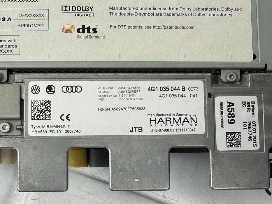 Мултимедия AUDI A6 A7 C7 4G1035044B 4G1035044