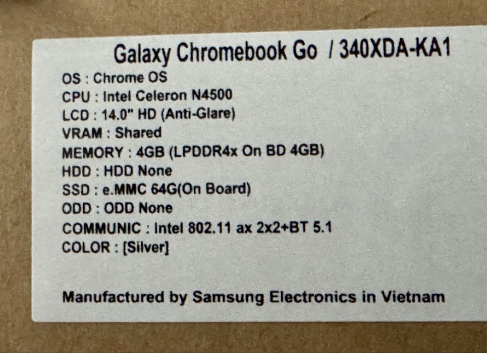 Laptop Samsung Chromebook Go 14” Argintiu N4500 4GB 64GB Nou