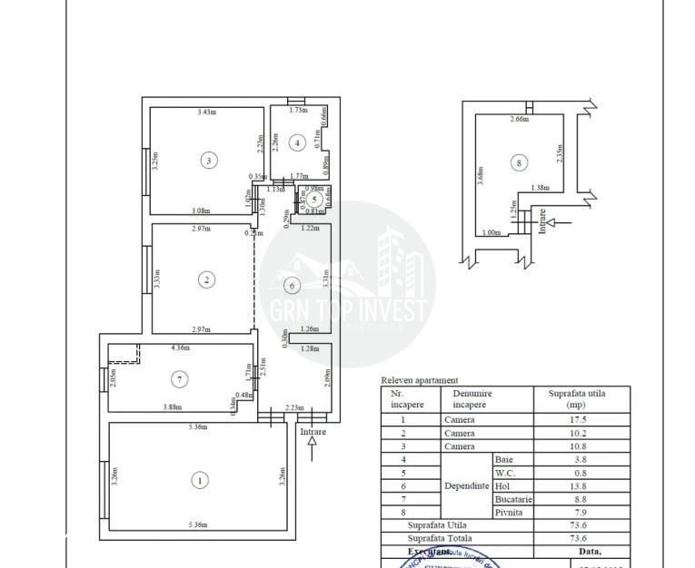 Apartament decomandat cu 3 camere 2 bai in Terezian