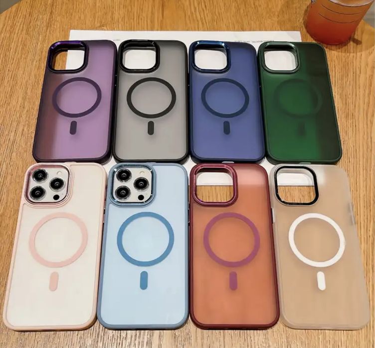 Iphone 14/15/16/PRO/MAX/PLUS Husa Magsafe Border TPU Spate PC Matte