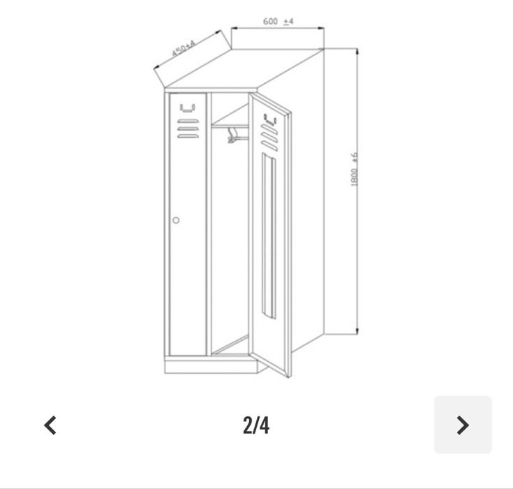 Vand vestiar 600x450x1800 mm
