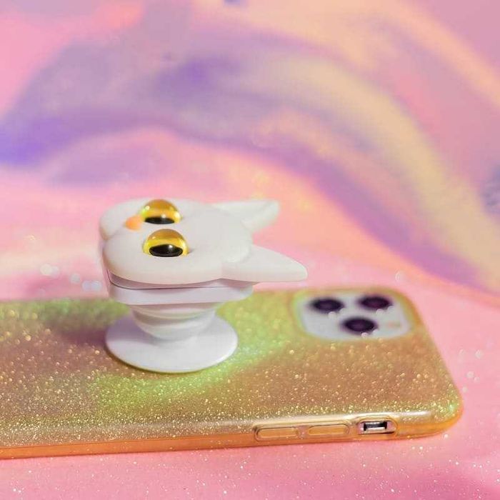 Стойка за телефон Котка, бяла