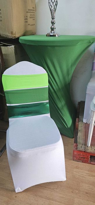 Funde scaune,set de 10,banderole elastice, banda cu inel, esarfe nunta