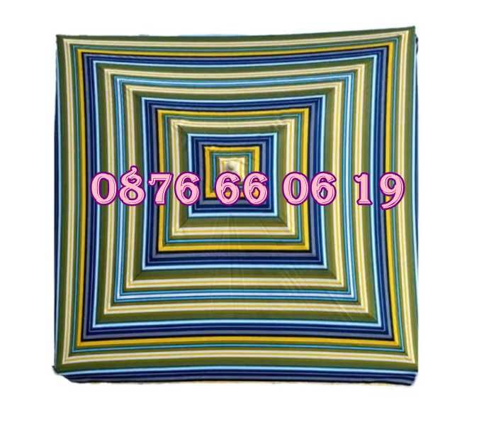 Квадратен градински чадър 2.60х2.60 м, многоцветен, покривало от плат