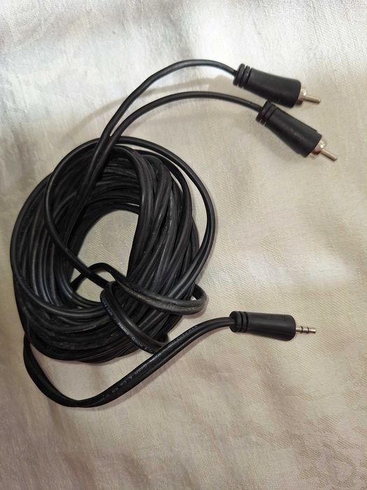 Cablu audio stereo RCA - tata  la  Jack 3,5 mm - tata, 12 m