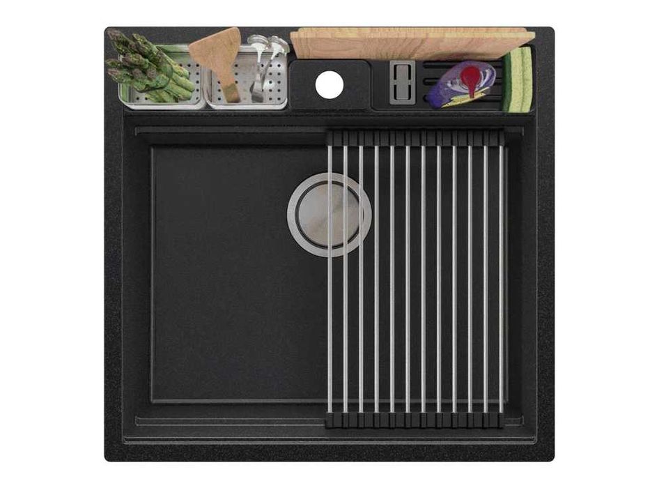 графит кухненска мивка за вграждане Берген 60 Double Pocket 560x540 мм
