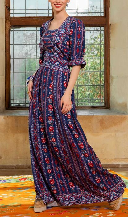 Rochie bleumarin lunga boho Iiana