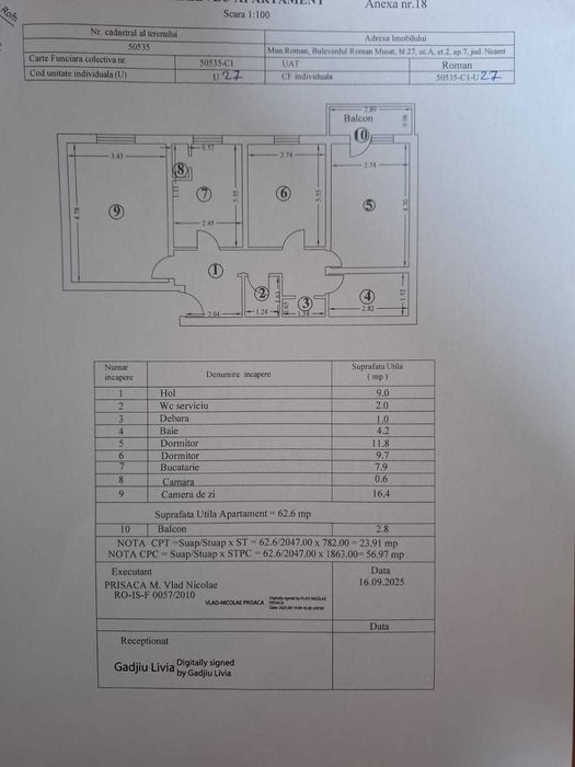 Apartament 3 camere, decomandat, ultracentral, etaj 2