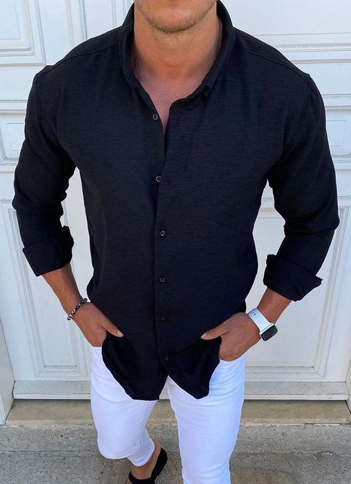 Спортно елегантна мъжка риза в черно /Размер M/