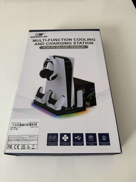 Охлаждаща зарядна станция за PlayStation 5 с LED и стойка
