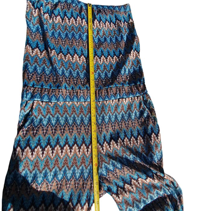 Salopeta M/L fara bretele, albastru si auriu, dama