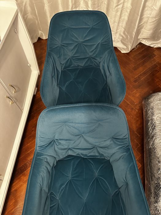 2 scaune catifea turcoaz