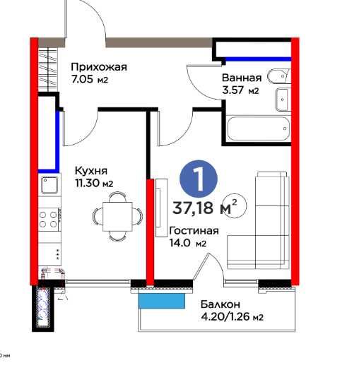1 Комнатная Новостройка Мирабадский р-н Ипотека Рассрочка  (КА)